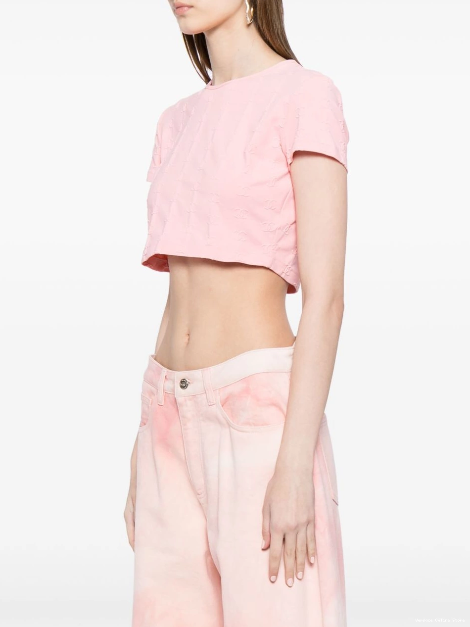 Cheap cropped Versace T-shirt embroidered Women 0716